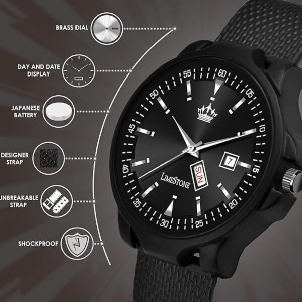 CrownGuard Day-Date – Bold Black Men's Watch by Limestone - Image 5
