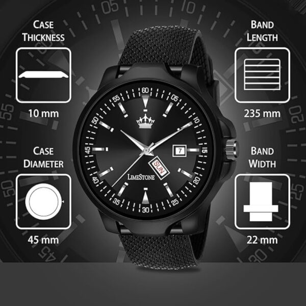 CrownGuard Day-Date – Bold Black Men's Watch by Limestone - Image 2